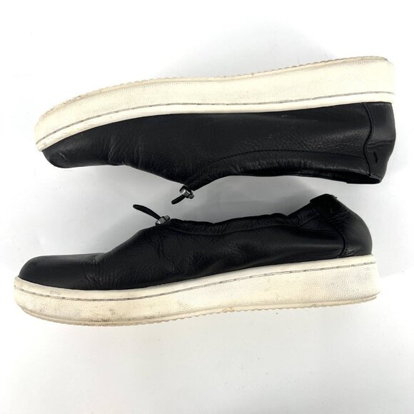 Eileen Fisher‎ Sydney Slip-On Black Leather Sneaker Flats  Drawstring Size 7.5 - Picture 3 of 12